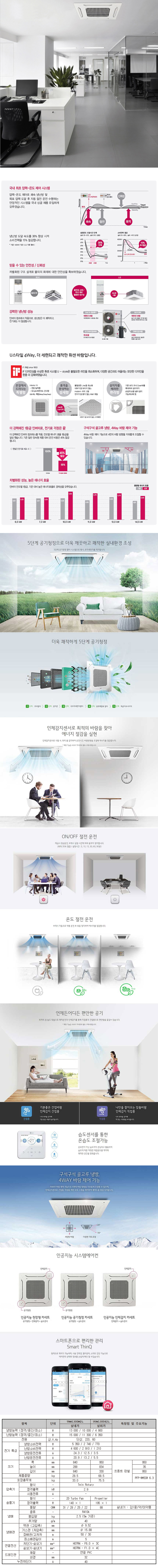 LG_상업용 냉난방기_36평형천정형_4WAY_TW1300M2L 상세 이미지 1